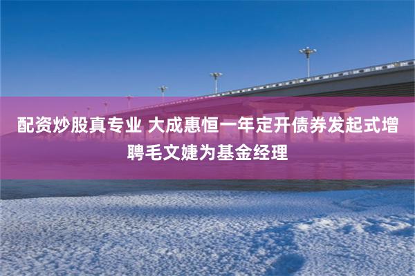 配资炒股真专业 大成惠恒一年定开债券发起式增聘毛文婕为基金经理